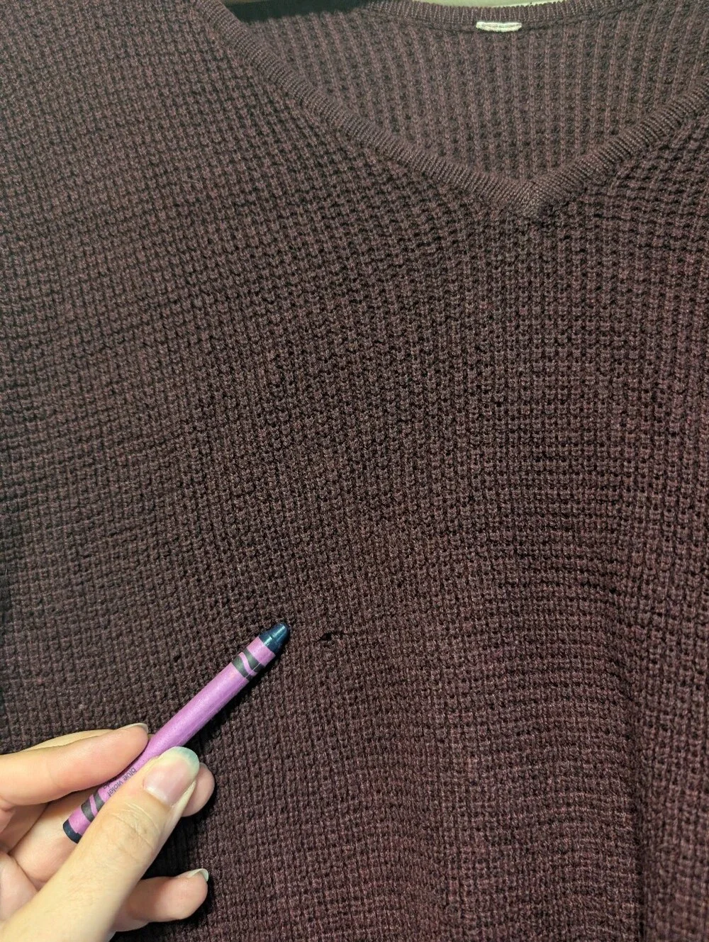Lululemon V-Neck Waffle Knit Sweater Purple Long Sleeve
